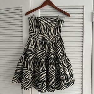 Lavender Brown Black Ivory and gold Zebra A-Line Strapless Dress